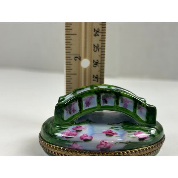 Limoges France Hand Painted Bridge Trinket Box Peint Main - Picture 13 of 13